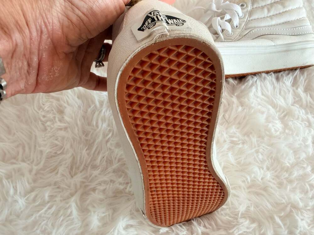 Vans Sk8-Hi White Canvas High Top Sneakers Women's Size 7 - Picture 6 of 7
